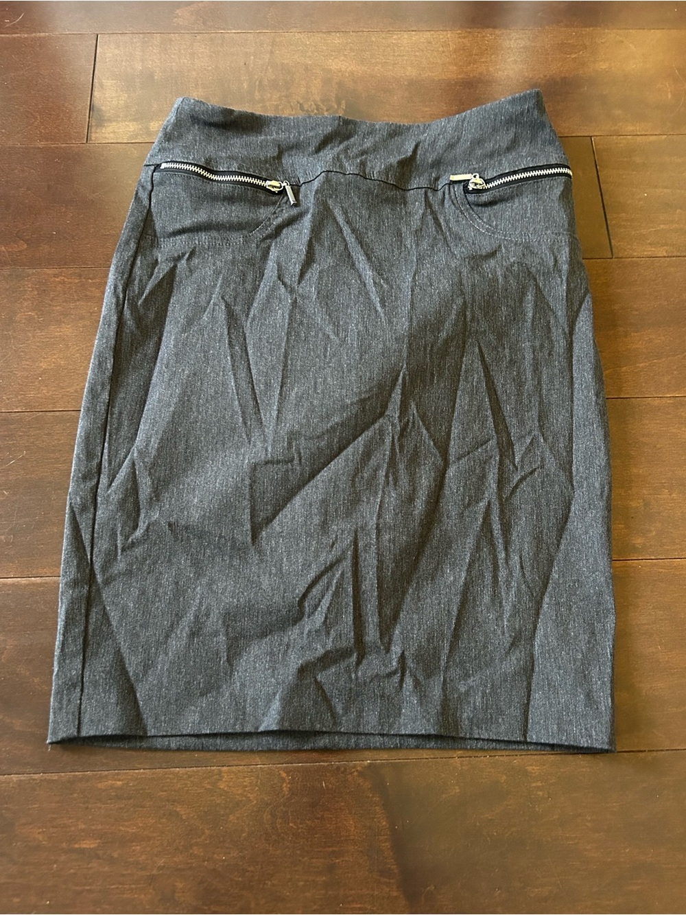 Joe B Charcoal Pencil Skirt with Silver Zipper Accents